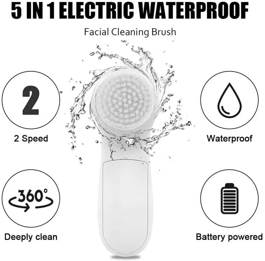 Brosse Nettoyante Visage 5 en 1 – L’outil Beauté Tout-en-Un pour une Peau Lumineuse
