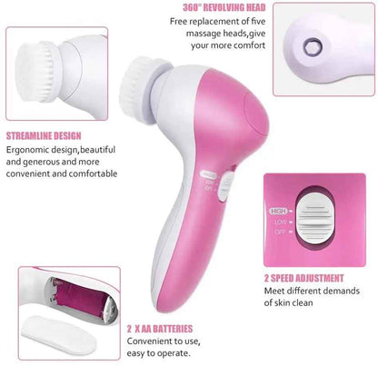 Brosse Nettoyante Visage 5 en 1 – L’outil Beauté Tout-en-Un pour une Peau Lumineuse